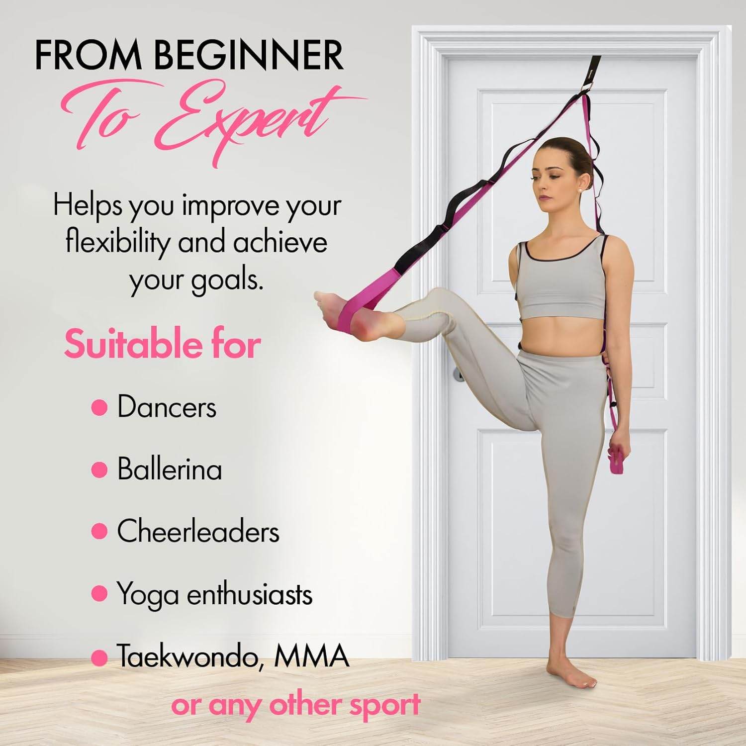 10-Loop Yoga Strap with Door Anchor – Stretch Strap for Flexibility, Deep Stretching, and Improved Balance – Perfect Yoga Accessory for All Fitness Levels - zenfulharmony.com