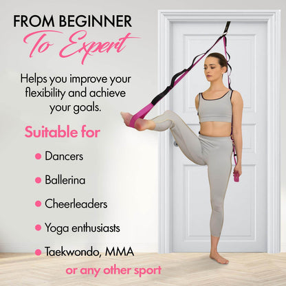 Yoga Stretching Strap with 10 Loops and Door Anchor - Stretch Straps with Loops for Flexibility - Perfect Yoga Strap for Stretching and Balance - Yoga Essentials for Home - zenfulharmony.com