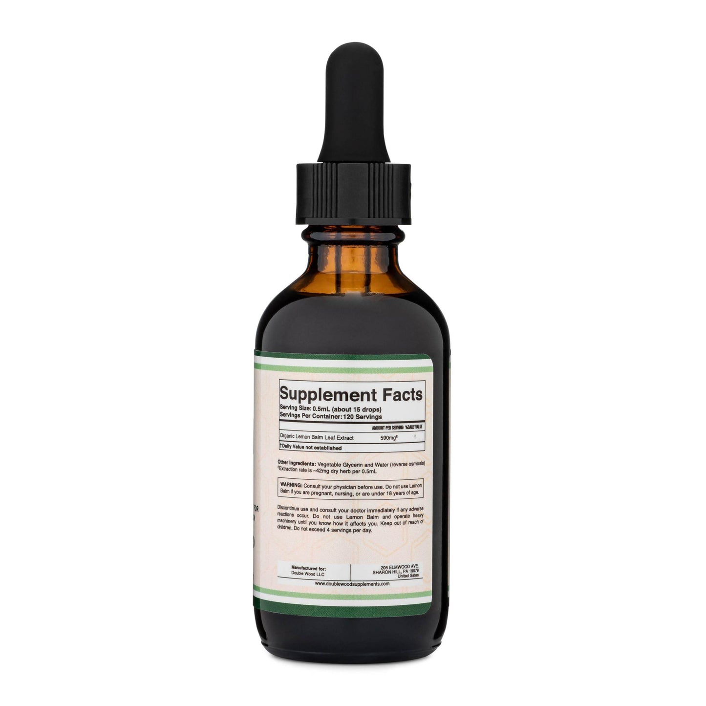 Double Wood Supplements Lemon Balm Tincture - Organic Lemon Balm Drops for Relaxation 590mg - 2FL OZ, 120 Servings (Better Absorbed Than Capsules, Great Addition to Lemon Balm Tea) for Relaxation - zenfulharmony.com