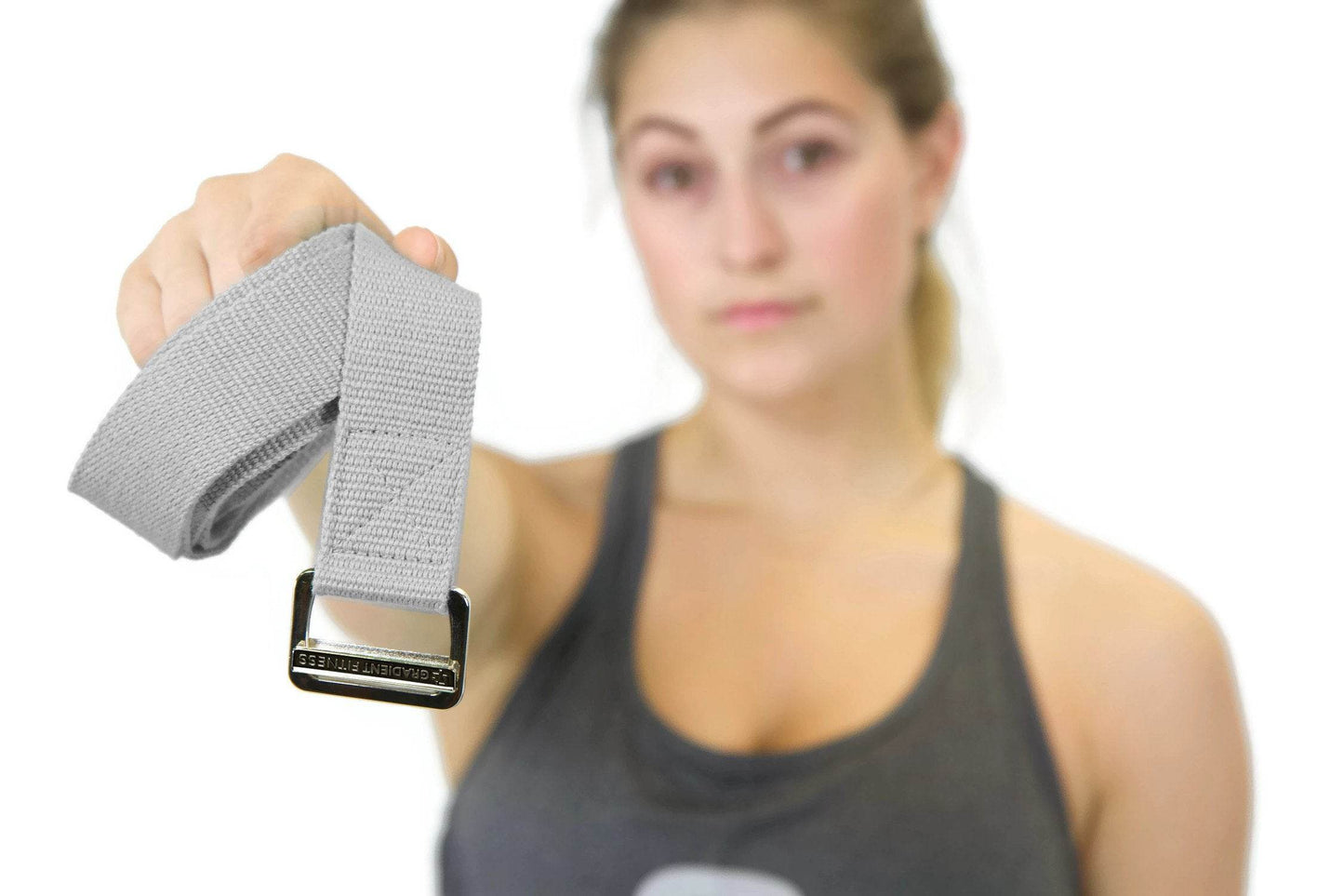 Gradient Fitness Yoga Strap, Friction-Less Easy-Feed Buckle, Yoga Straps for Stretching, Super Soft Cotton/Polyester Blend Webbing, Yoga band, Free eGuide. (8 Feet) Gray - zenfulharmony.com