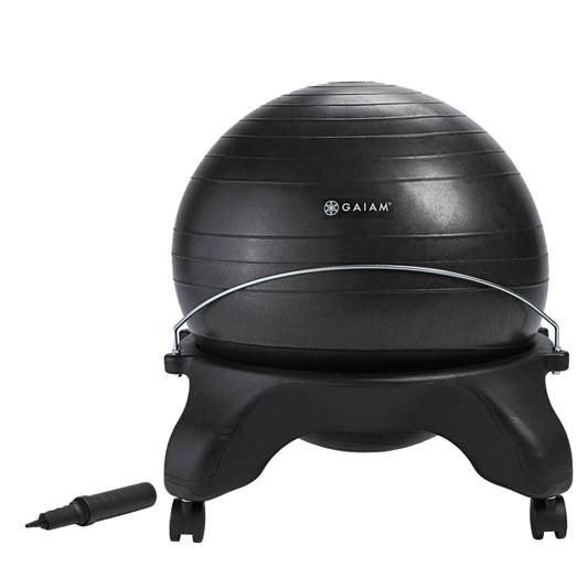 Gaiam Classic Backless Balance Ball Chair – Exercise Stability Yoga Ball Premium Ergonomic Chair for Home and Office Desk with Air Pump, Exercise Guide and Satisfaction Guarantee, Charcoal - zenfulharmony.com