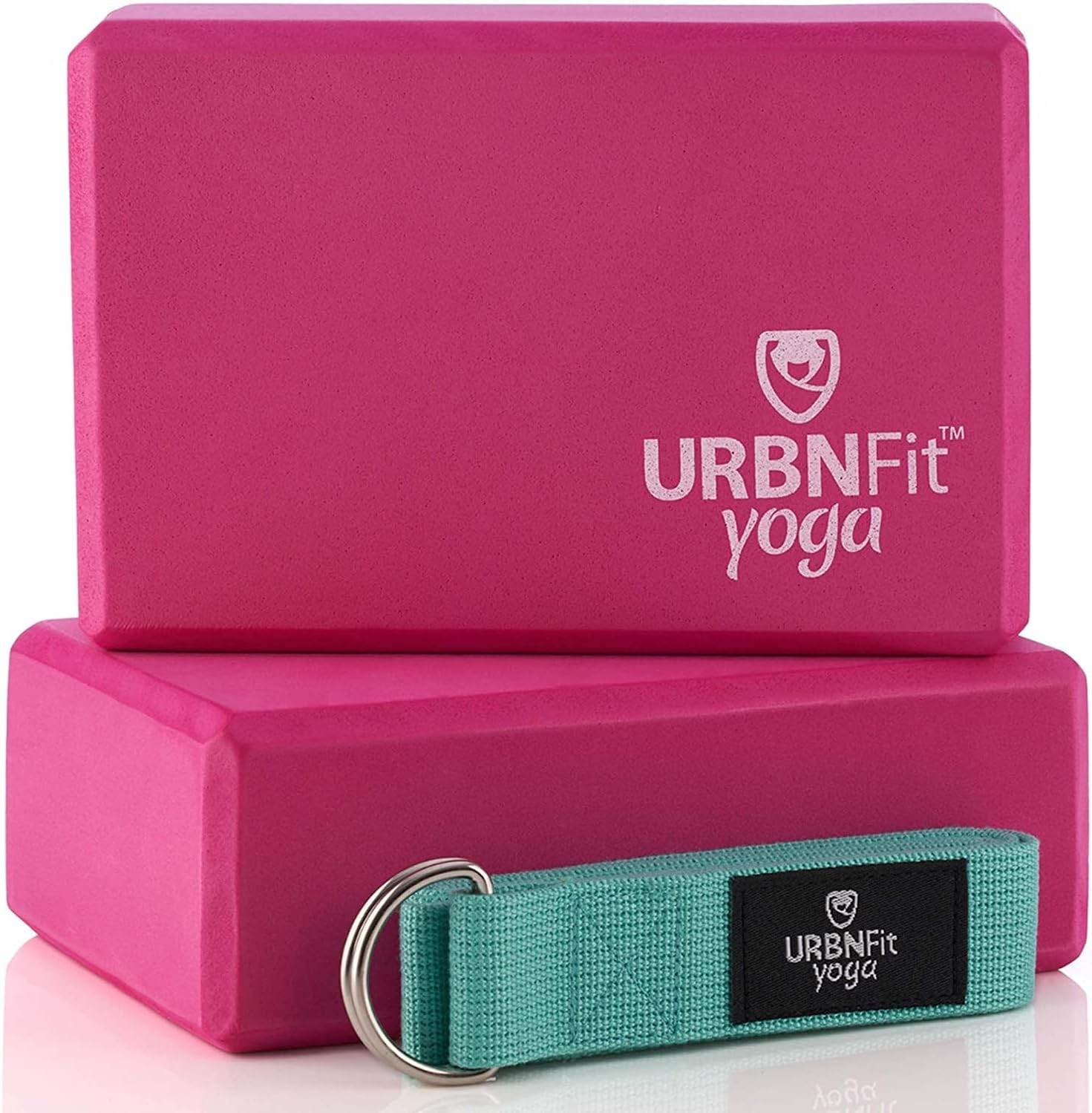 URBNFit Yoga Blocks 2 Pack - Sturdy Foam Yoga Block Set with Strap for Exercise, Pilates Workout, Stretching, Meditation, Stability - High Density Non Slip Brick, Fitness Accessories - zenfulharmony.com