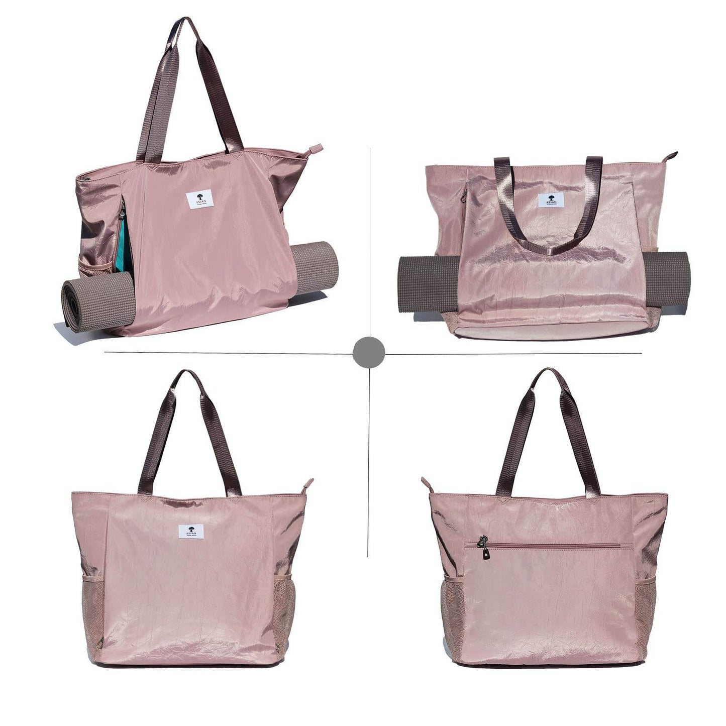 ESVAN Yoga Mat Bag Yoga Tote Carrier Shoulder Bag Carryall Tote for Office,Yoga,Pilates,Travel,Beach and Gym (B pinkish purple) - zenfulharmony.com