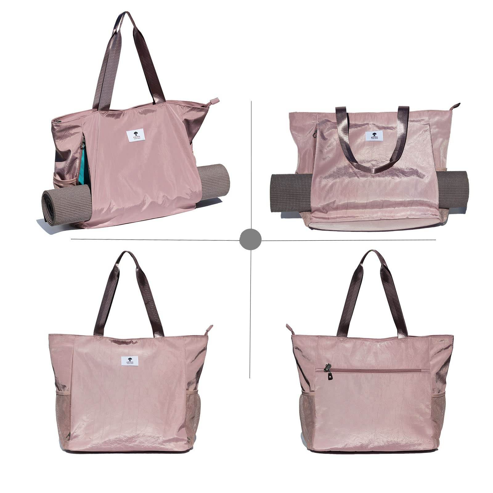 ESVAN Yoga Mat Bag Yoga Tote Carrier Shoulder Bag Carryall Tote for Office,Yoga,Pilates,Travel,Beach and Gym (B pinkish purple) - zenfulharmony.com