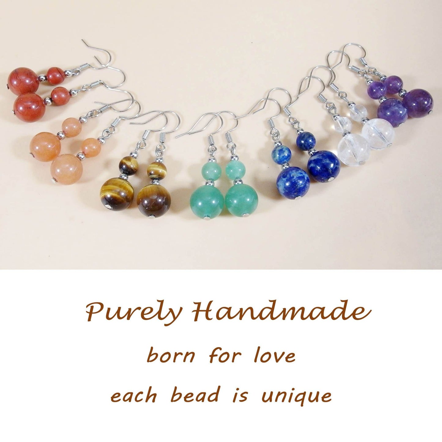Ayriwoyi Beaded Stone Earrings Dangle Earrings for Women Healing Crystal Earrings Colorful Chakra Earrings Drop Earrings Lightweight Gemstone Earrings - zenfulharmony.com