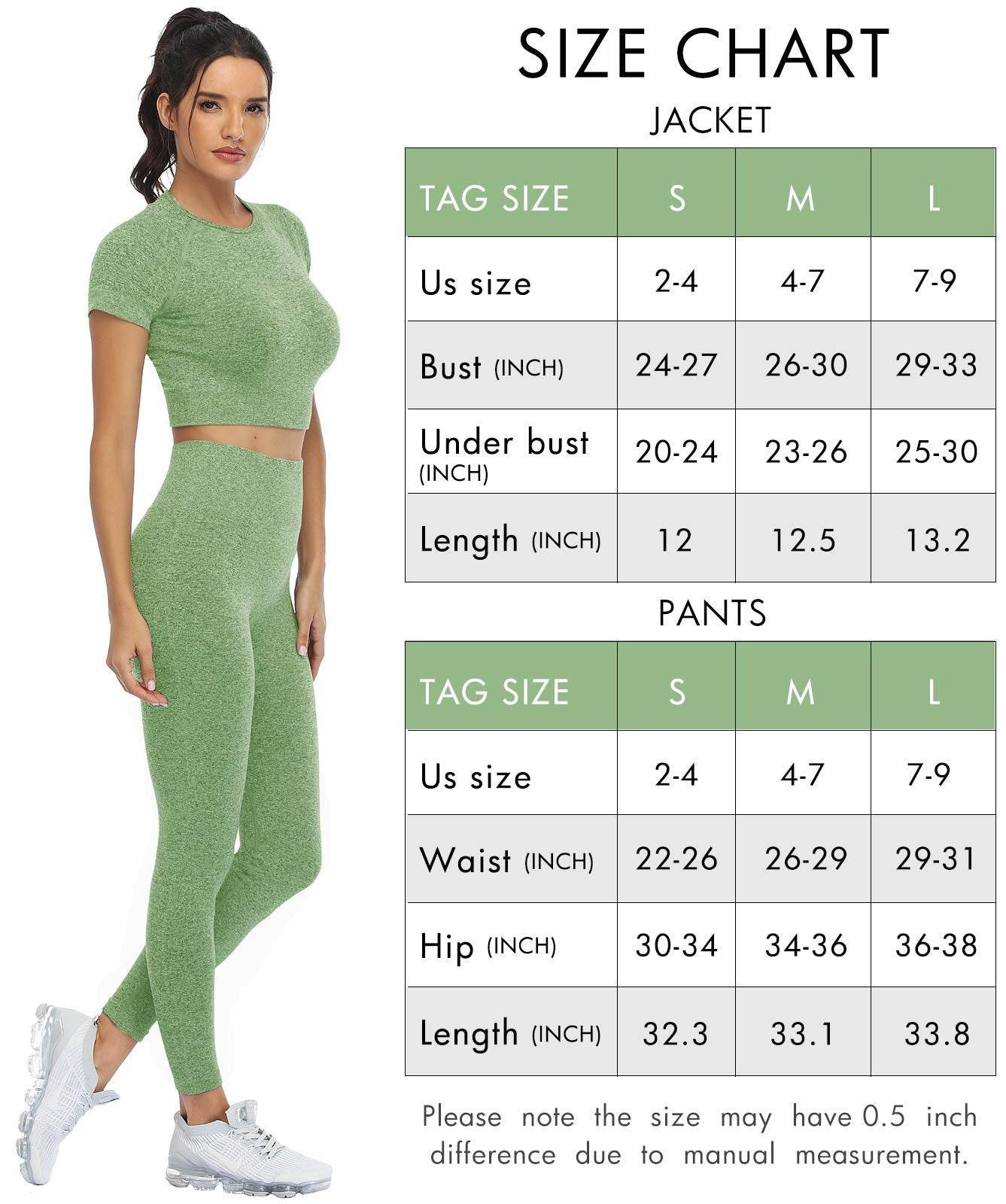 PINKSAVIOR Workout Sets for Women Two Piece Outfits Seamless High Waist Leggings Yoga Crop Tops Athletic Sports Gym Sets(P005M-Avocado - zenfulharmony.com
