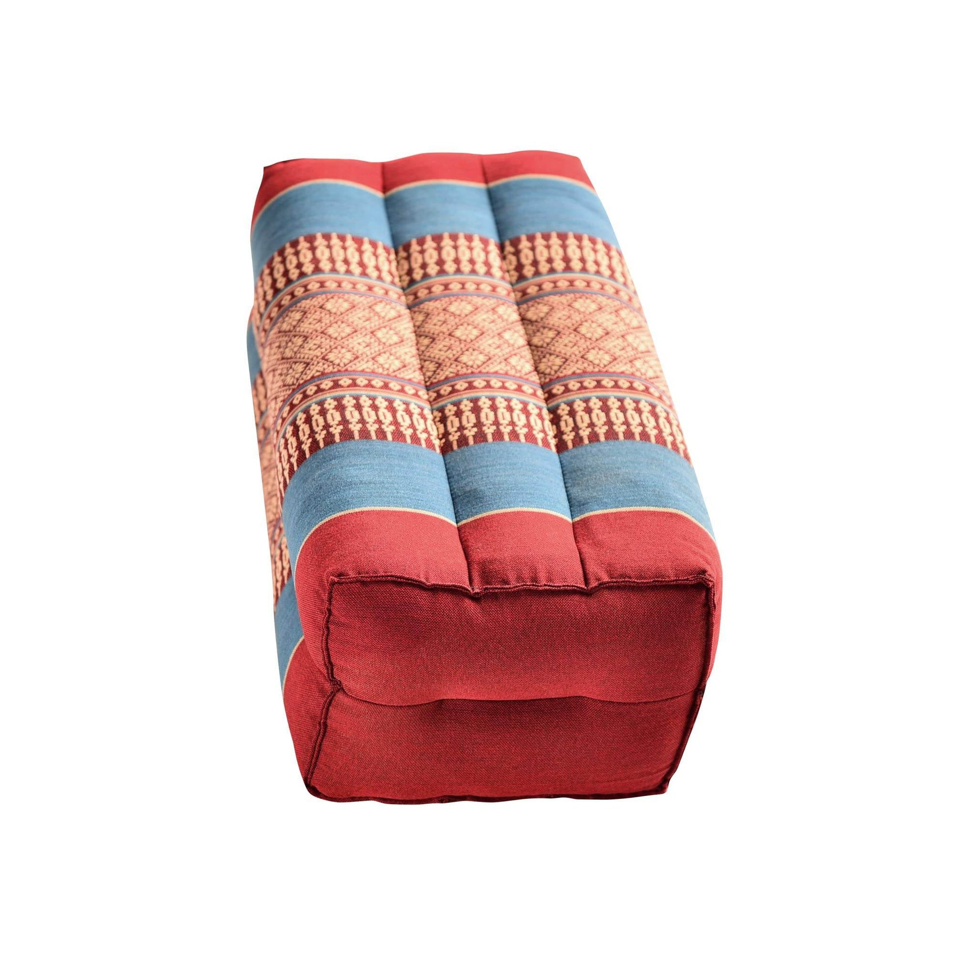 Zafuko Yoga & Meditation Cushion - Burgundy/Blue - Organic Water-Resistant Kapok Filling, Meditation Cushion, Soft Yoga Prop - zenfulharmony.com