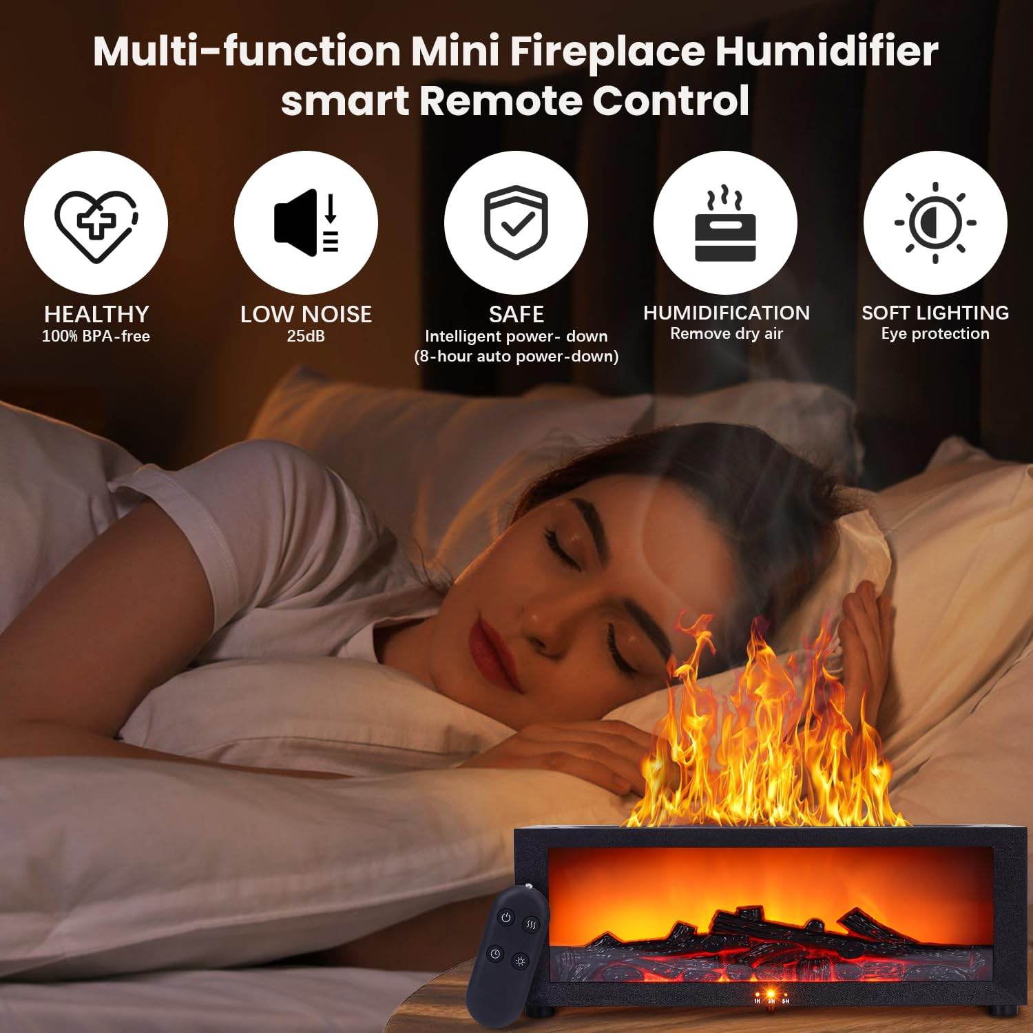 Fireplace Humidifier Diffuser, Mini Fireplace Diffusers for Essential Oils, 7 Colors Flame Diffuser with Remote, 150ml Bonfire Diffuser Cool Mist Humidifiers Aromatherapy Diffuser, Timer, Auto-Off - zenfulharmony.com