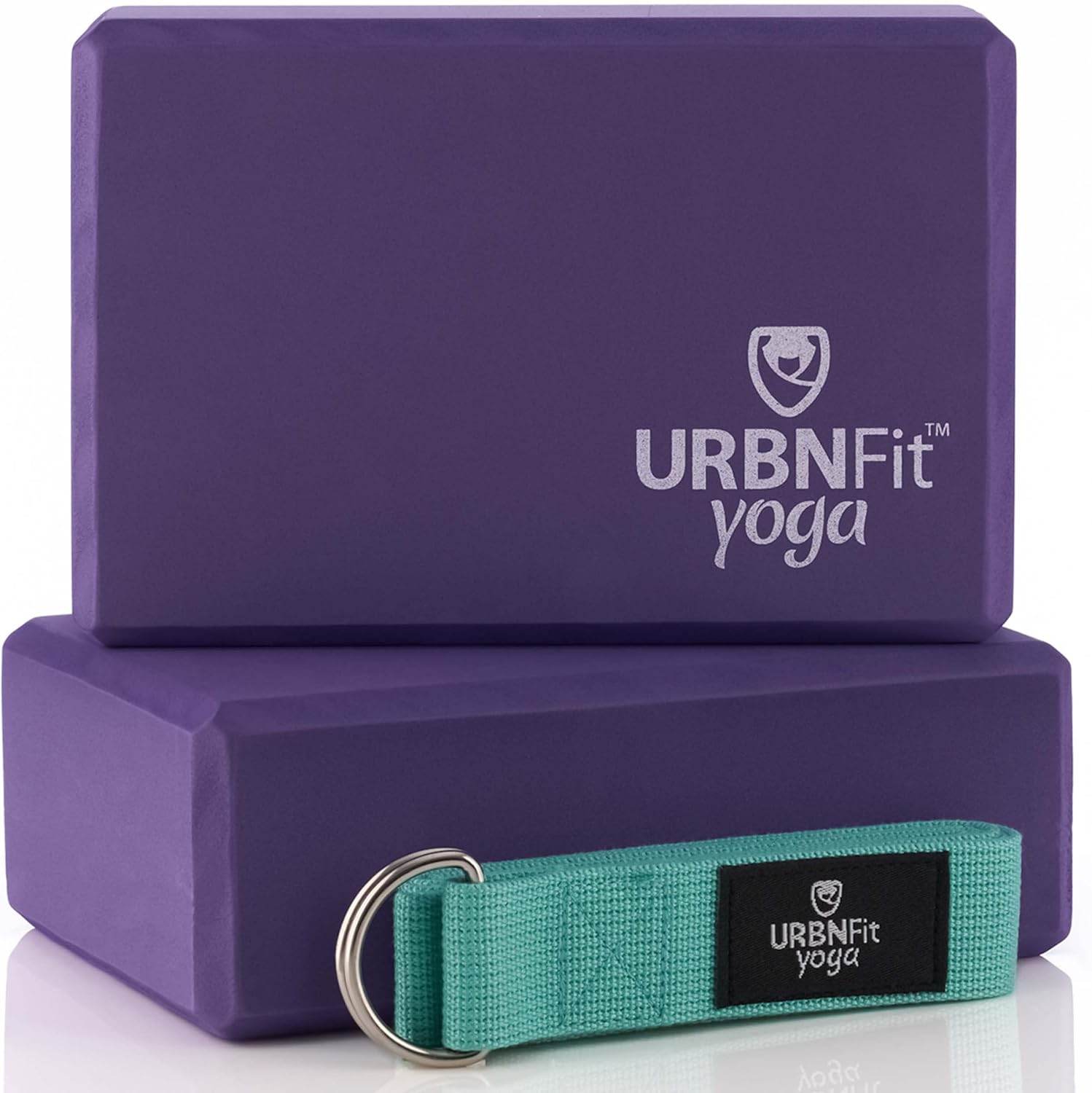 URBNFit Yoga Blocks 2 Pack - Sturdy Foam Yoga Block Set with Strap for Exercise, Pilates Workout, Stretching, Meditation, Stability - High Density Non Slip Brick, Fitness Accessories - zenfulharmony.com