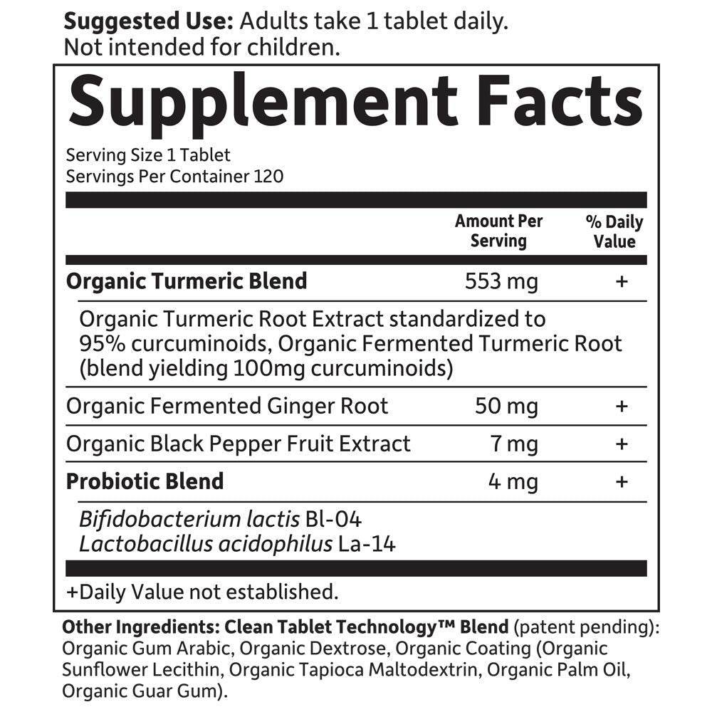 Garden of Life Organics Extra Strength Turmeric Inflammatory Response 120 Tablets-100Mg Curcumin (95% Curcuminoids) Black Pepper, Probiotics, Organic Non-GMO Vegan Gluten Free Herbal Supplement - zenfulharmony.com