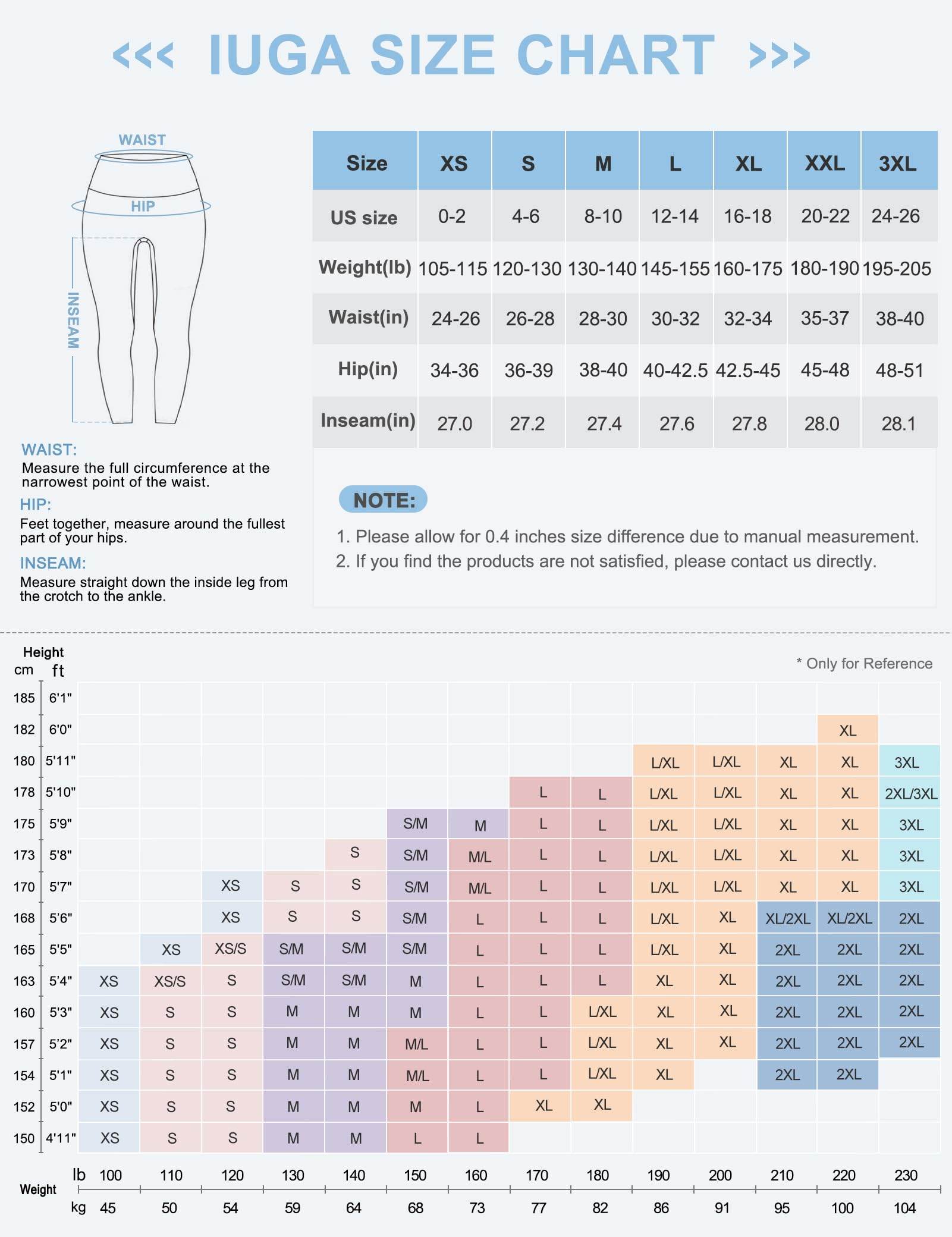 IUGA High Waist Yoga Pants with Pockets, Leggings for Women Tummy Control, Workout Leggings for Women 4 Way Stretch Black - zenfulharmony.com