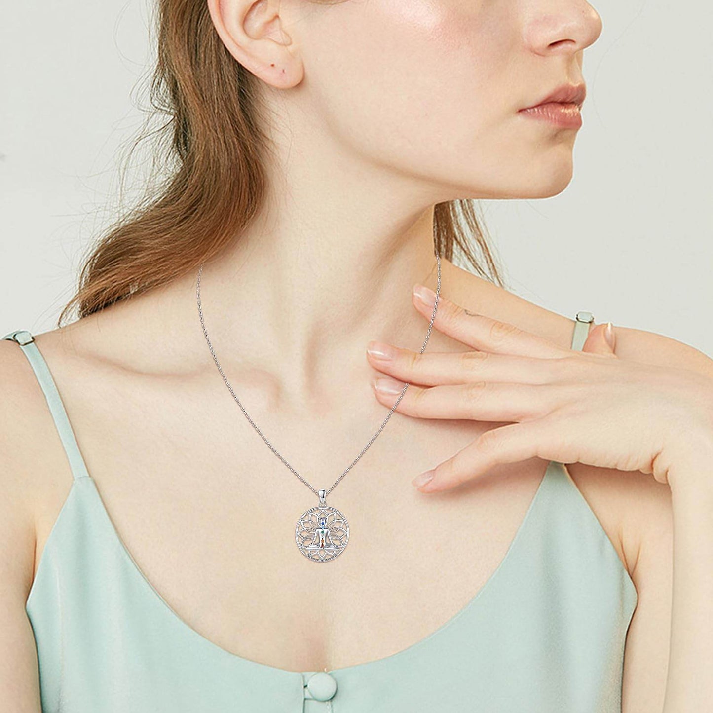 Suiknsn Yoga Necklaces for Women 925 Sterling Silver Lotus Pendant Healing Chakra Necklace Spiritual Jewelry Birthday Yoga Gifts for Lotus Lovers Yoga Lovers Friends - zenfulharmony.com