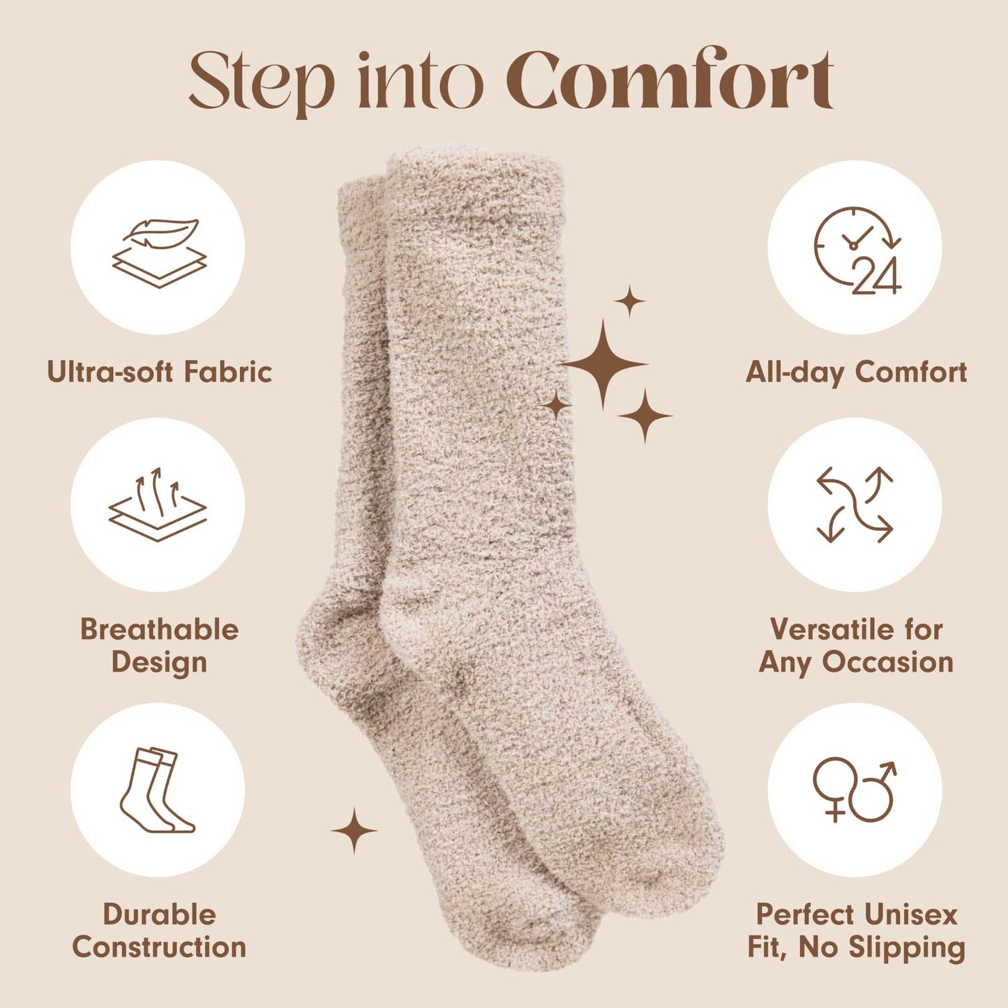 Cozy Sock For Women | Fuzzy Ultra-Luxe Cloud Sock Gifts For Women & Men | Warm & Cozy Fuzzy Unisex Sleep Socks | Super Soft Luxurious Fabric With Bonus Travel Tote, (Stone, 1 Pair) - zenfulharmony.com
