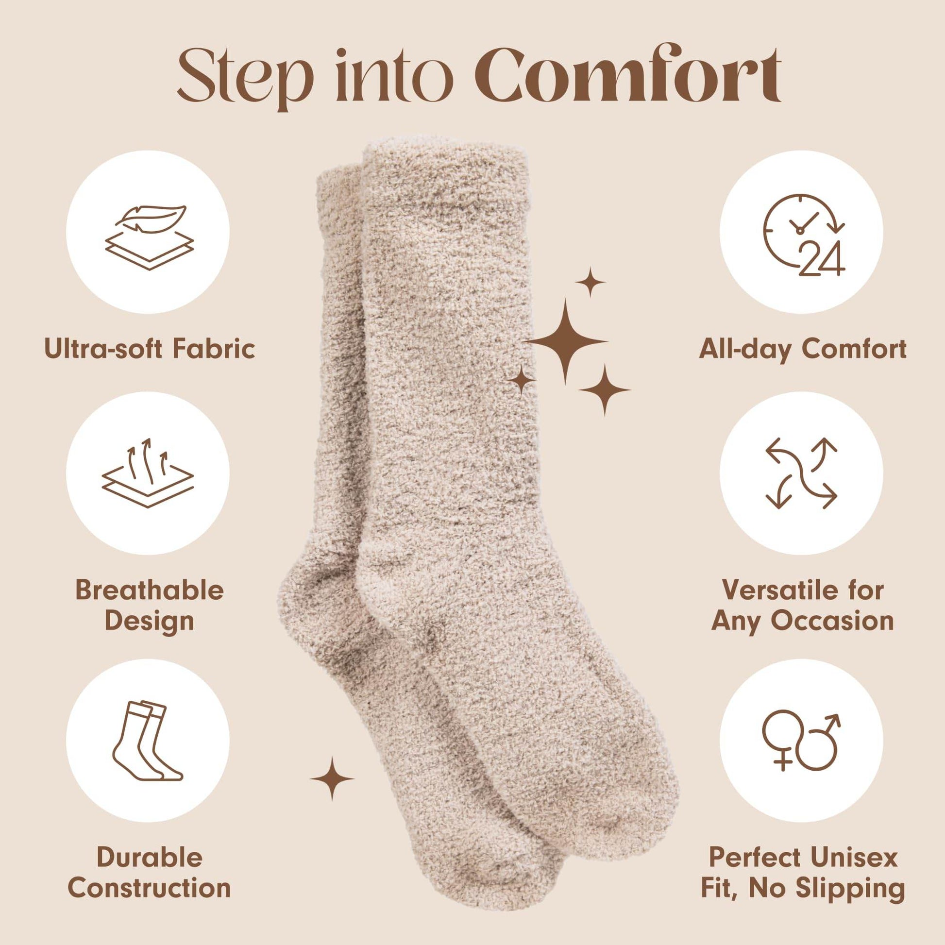 Cozy Sock For Women | Fuzzy Ultra-Luxe Cloud Sock Gifts For Women & Men | Warm & Cozy Fuzzy Unisex Sleep Socks | Super Soft Luxurious Fabric With Bonus Travel Tote, (Stone, 1 Pair) - zenfulharmony.com