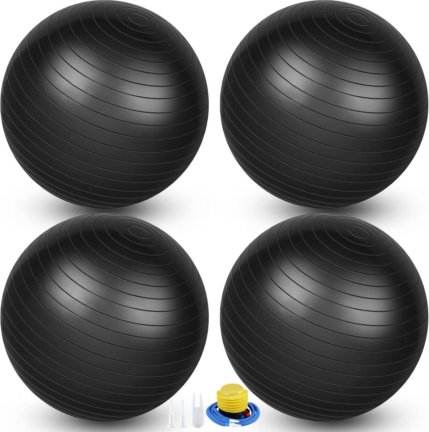 Leyndo 4 Pcs 26 Inch Yoga Exercise Ball Pilates Pregnancy Birthing Fitness Ball with Quick Pump Anti Burst for Improved Posture, Balance, Yoga, Pilates, Training - zenfulharmony.com