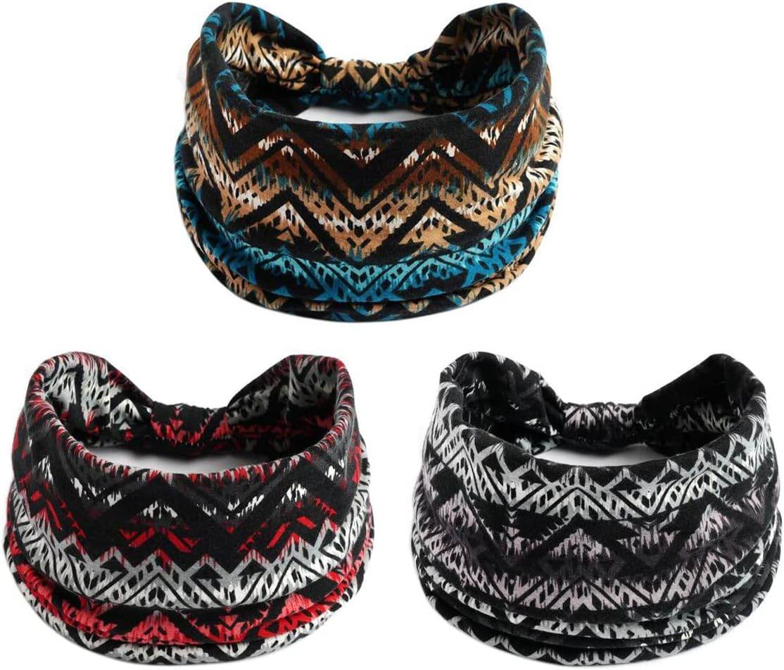 K-Elewon 3 Pack Women Wide Elastic Head Wrap Headband Sports yoga Hair Band - zenfulharmony.com