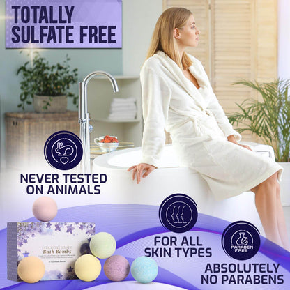 Bath Bombs Gift Set - Ultra Bubble XXL Fizzies (6 x 4.1 oz) with Natural Dead Sea Salt Cocoa and Shea Essential Oils, The Best Birthday Gift Idea for Her/Him, Wife, Girlfriend, Women, Kids - zenfulharmony.com