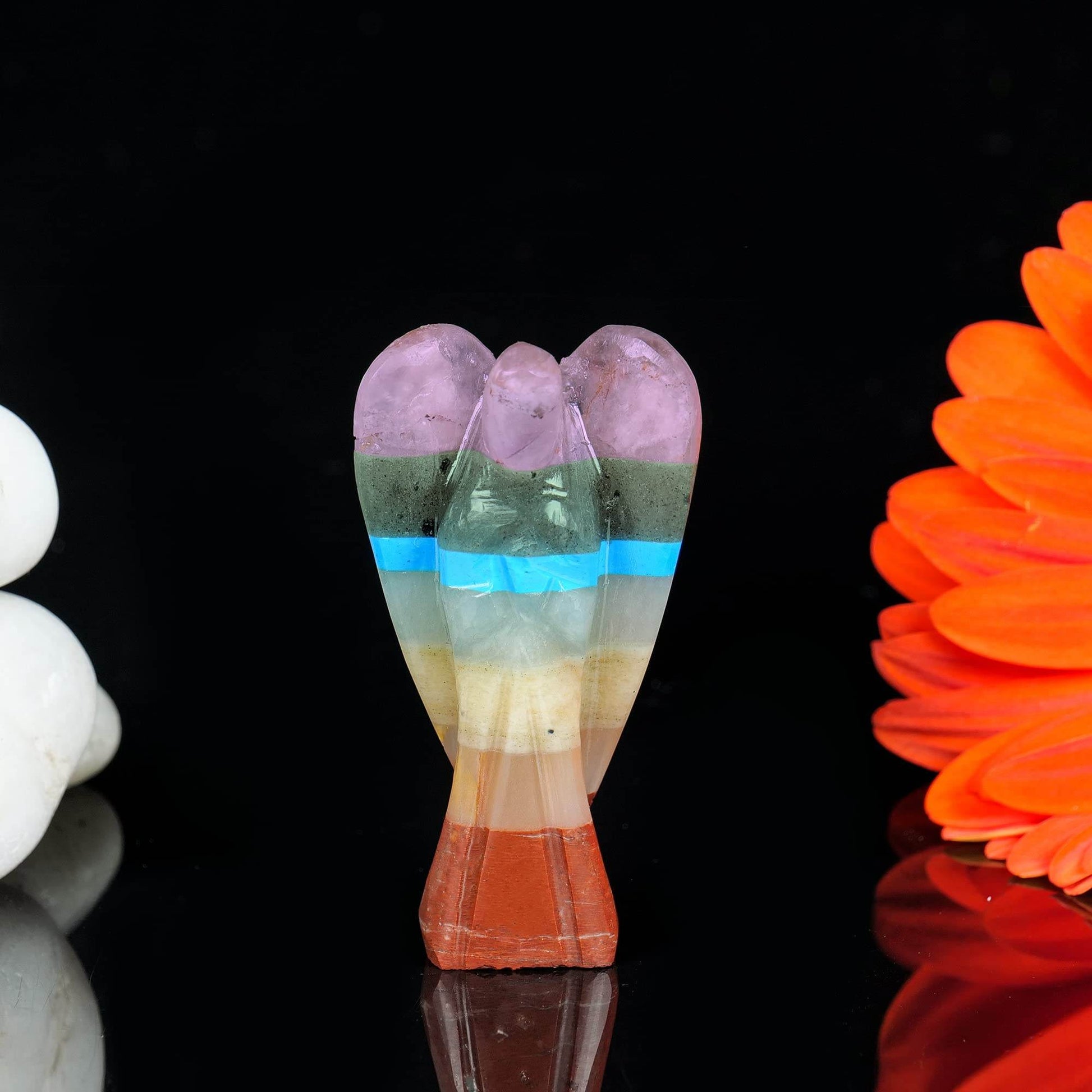 Seven Chakra - Chakra Stones - Crystal Angel Statue - Pocket Crystal - 7 Chakra Crystals - Collectible Figurine Statues - Positive Energy Gifts for Women - zenfulharmony.com