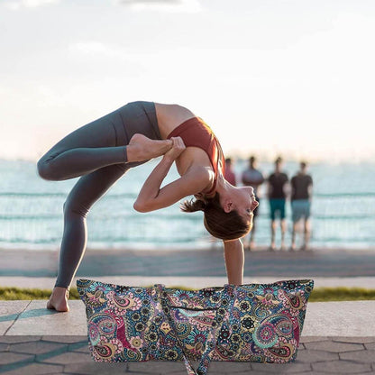 IwIeIaIrI Flower Pattern zipper yoga Mat Bag Duffle Bag Large Multipurpose Exercise Yoga Mat Bag and Yoga Mat tote bag Strap Zipper Pockets - zenfulharmony.com
