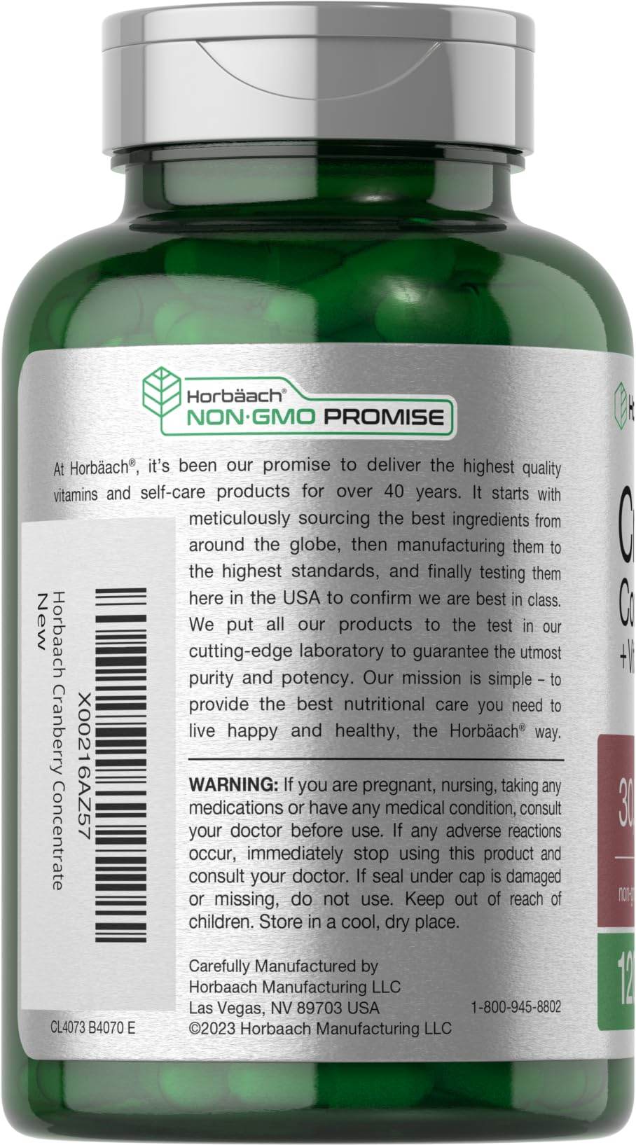 Horbäach Cranberry Pills 30,000mg | 120 Capsules | with Vitamin C | Supplement Contentrate for Women & Men | Vaccinium Macrocarpon | Non-GMO & Gluten Free - zenfulharmony.com