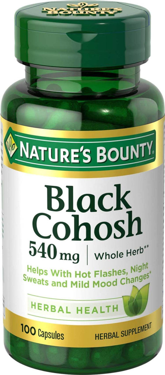 Nature's Bounty Black Cohosh Root Pills and Herbal Health Supplement, Natural Menopausal Support, 540 mg, 100 Capsules - zenfulharmony.com