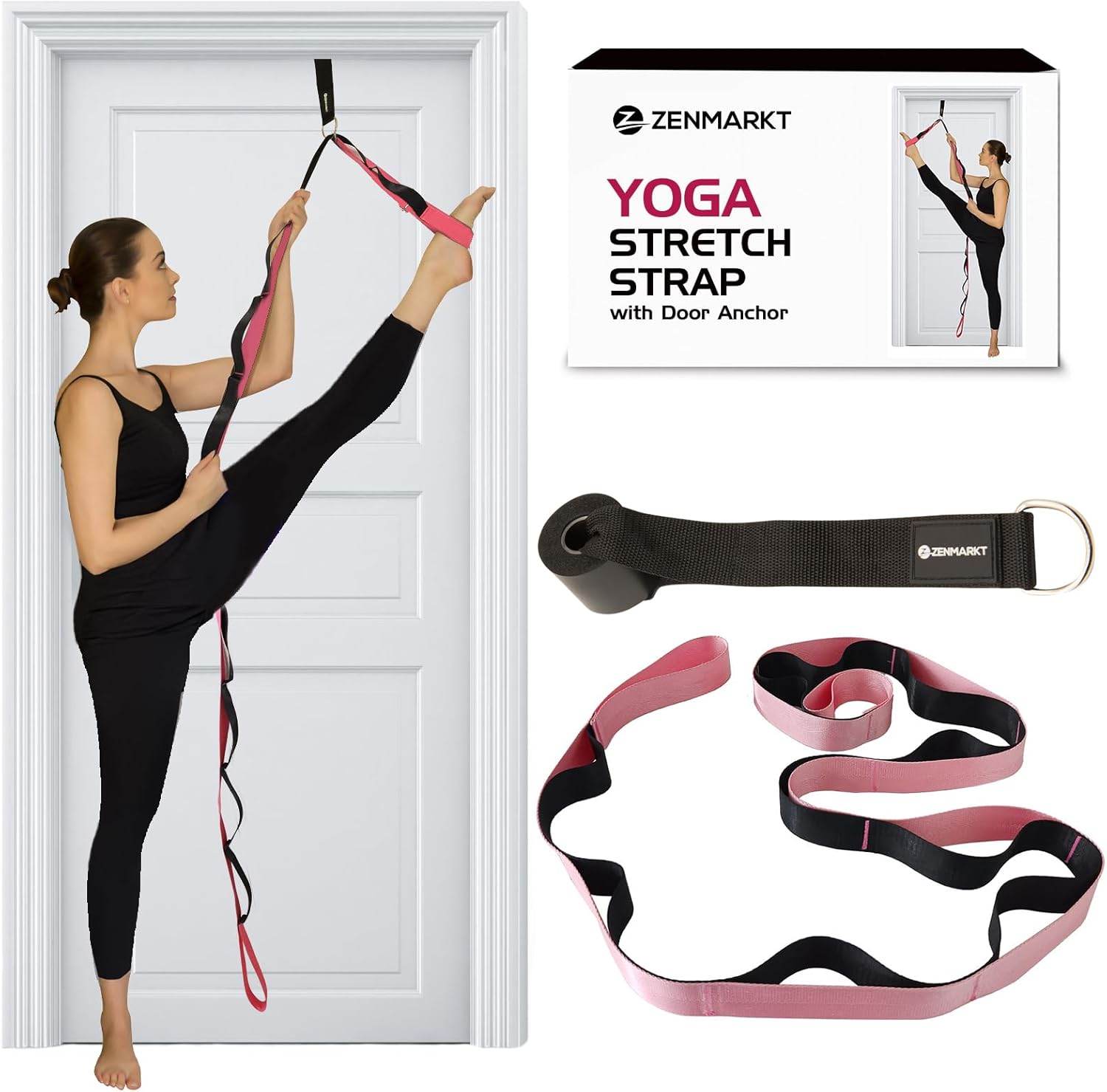 10-Loop Yoga Strap with Door Anchor – Stretch Strap for Flexibility, Deep Stretching, and Improved Balance – Perfect Yoga Accessory for All Fitness Levels - zenfulharmony.com