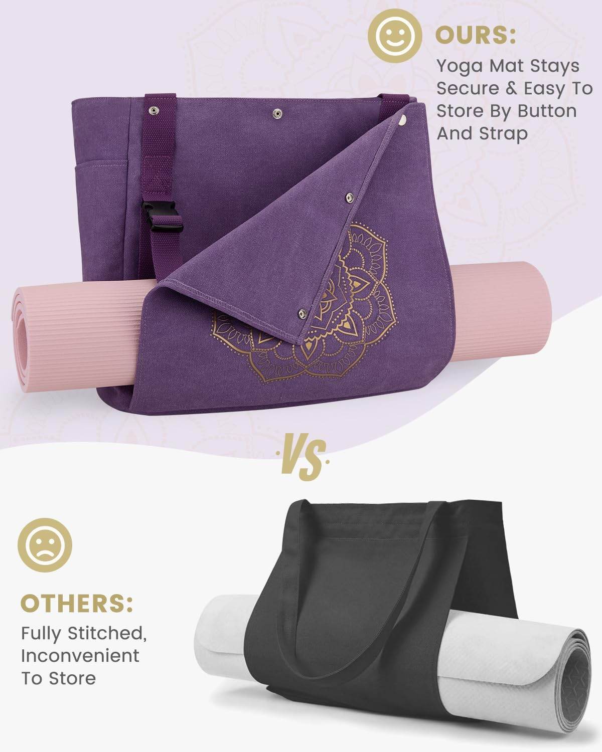 Gonex Yoga Mat Bag, Yoga Gym Bag Tote Bag with Multi Pockets For Women Men, Canvas Yoga Mat Carrier Take in Out Mat Easily For Pilates Travel Workout Office - zenfulharmony.com