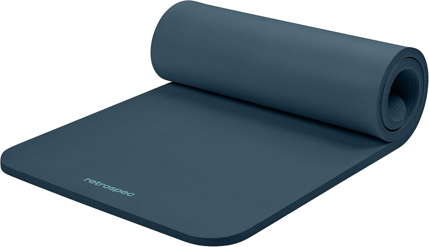 Retrospec Solana Yoga Mat 1" Thick With Nylon Carry Strap for Men & Women - Non Slip Exercise Mat for Home Yoga, Pilates, Stretching, Floor & Fitness Workouts - zenfulharmony.com