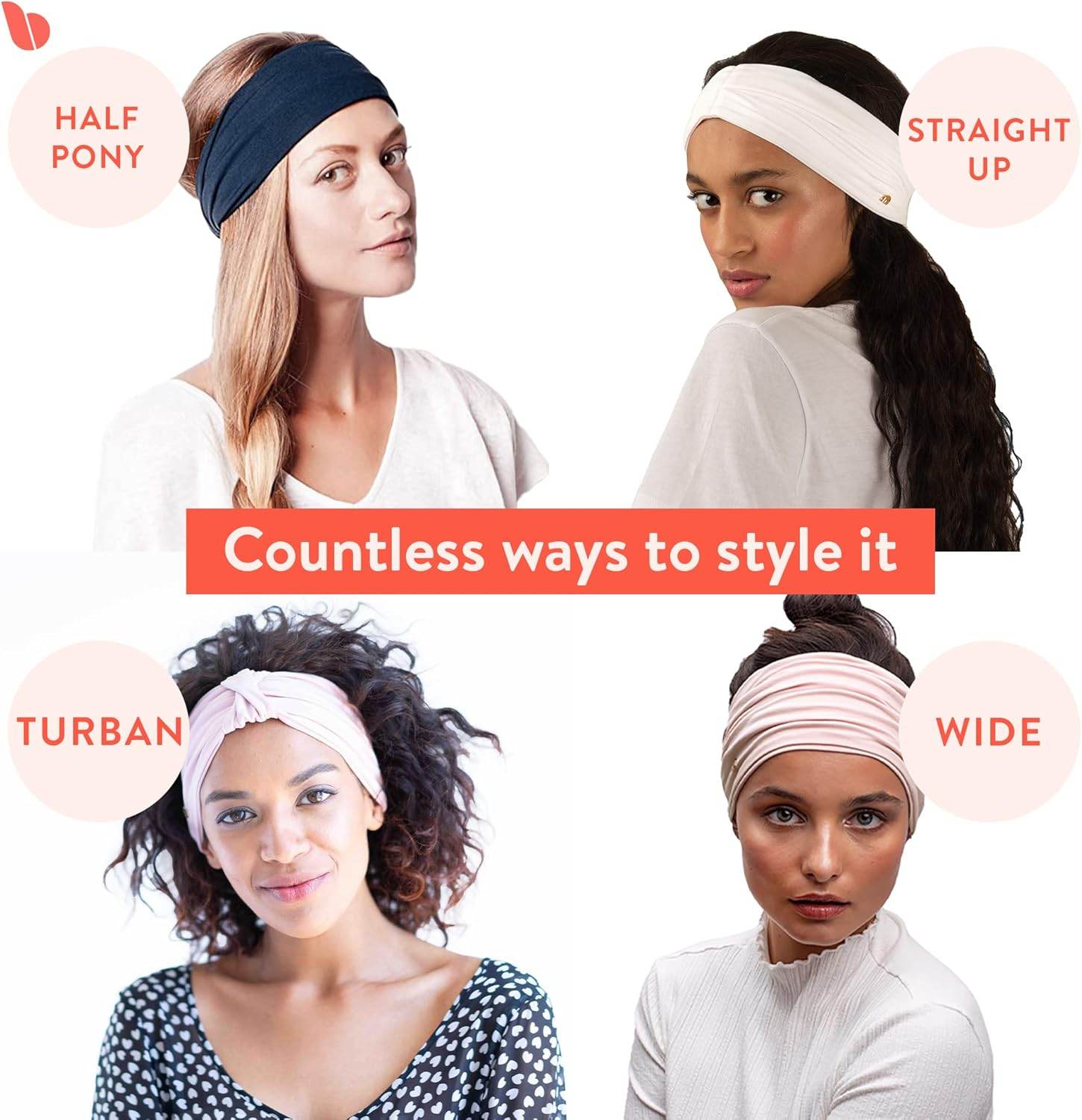 BLOM Non Slip Headbands - Wide, Multi-Style for Fashion, Travel, or Running - Gym Wrap - zenfulharmony.com