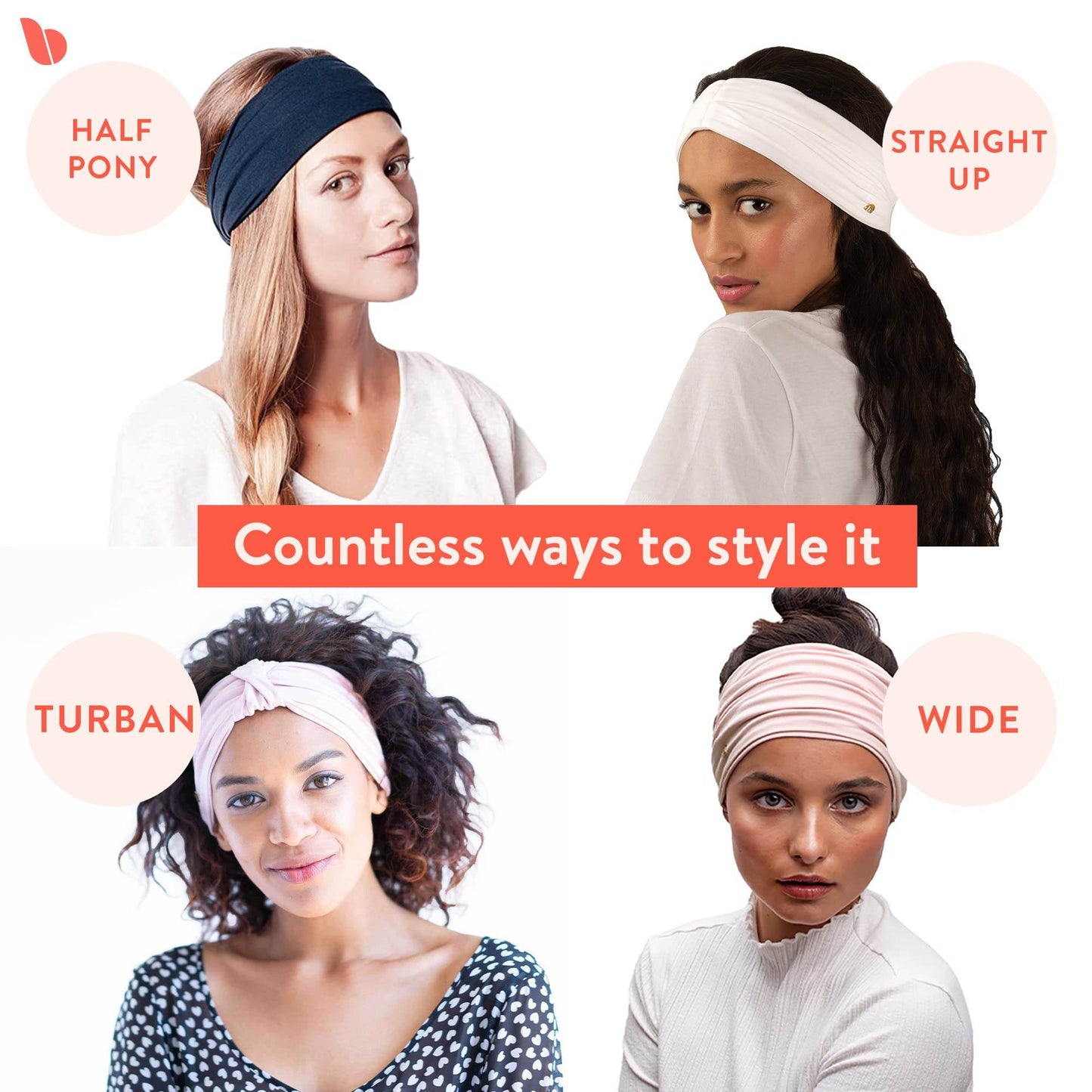 BLOM Non Slip Headbands - Wide Headbands for Women - Yoga Headbands for Women - Workout Headbands for Women - Wear for Fashion, Travel, or Running Multi Style - Gym Wrap - zenfulharmony.com