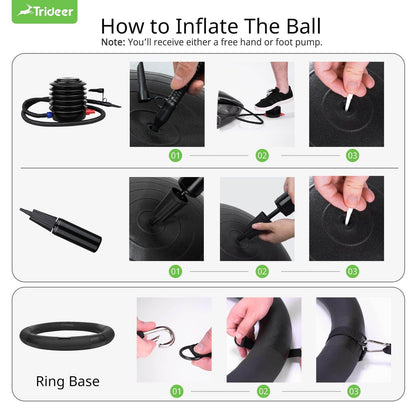 Trideer Ball Chair Yoga Ball Chair Exercise Ball Chair with Base & Bands for Home Gym Workout Ball for Abs, Stability Ball & Balance Ball Seat to Relieve Back Pain (XL(27-30ines/68-75cm), Black) - zenfulharmony.com