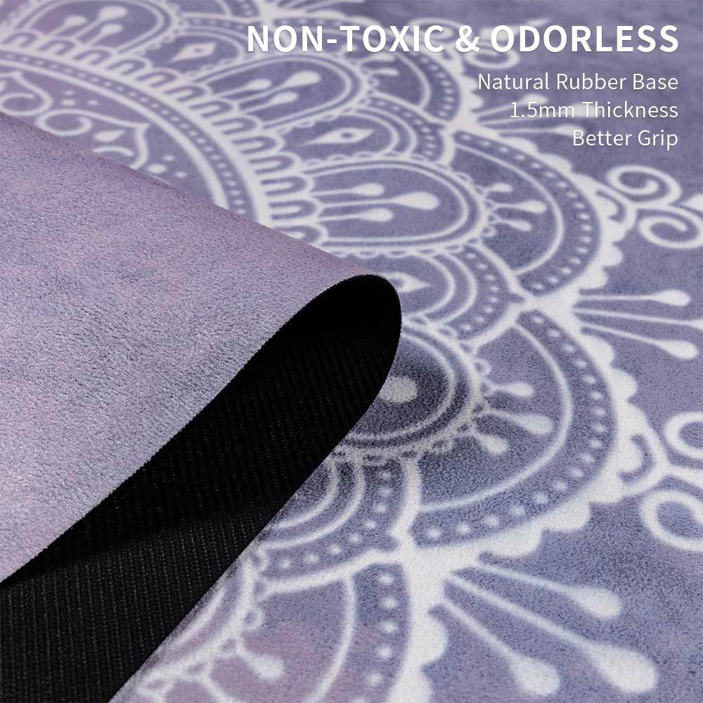 Travel Yoga Mat, Non Slip Exercise Suede Mat with Carry Bag, All-Purpose Fitness Mat with High Density Anti-Tear Surface for Women, Ideal for Pilates Workout (72'' x 26'' x 1.5mm Thick) - zenfulharmony.com