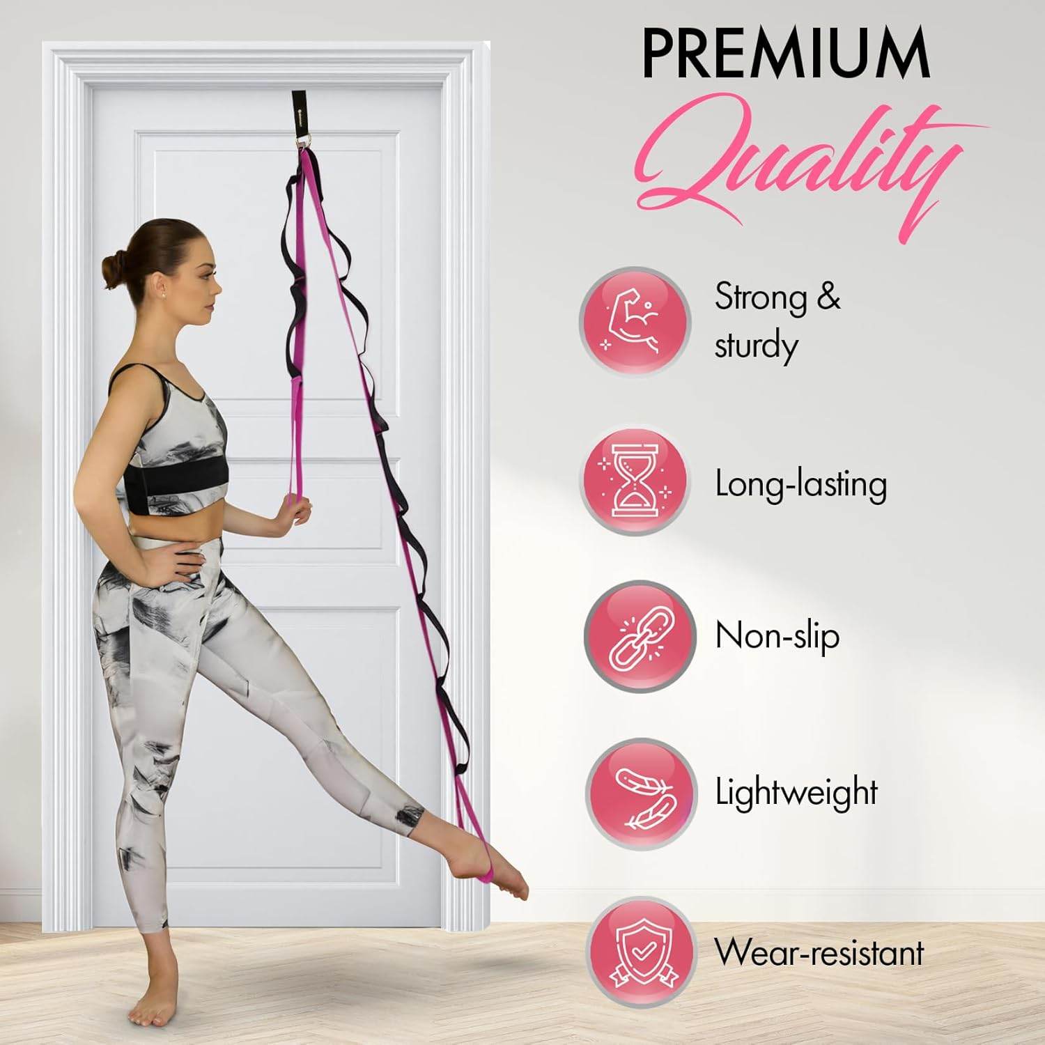 10-Loop Yoga Strap with Door Anchor – Stretch Strap for Flexibility, Deep Stretching, and Improved Balance – Perfect Yoga Accessory for All Fitness Levels - zenfulharmony.com