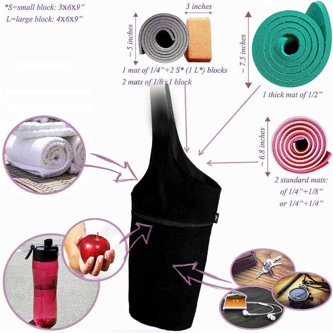 Yoga Mat Bag – Versatile Yoga Bag with Mat Straps & Storage Pockets, Holds Yoga & Pilates Mats, Lightweight & Durable - zenfulharmony.com
