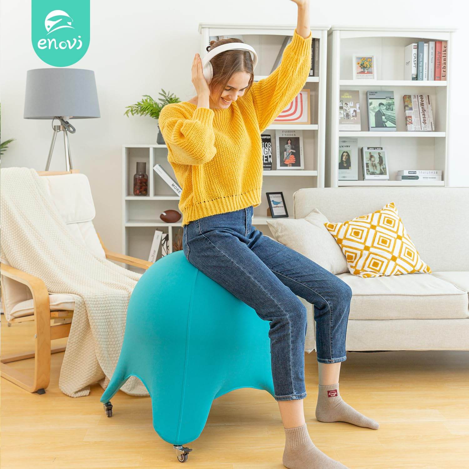 ENOVI Starfish Ball Chair, Yoga Ball Chair Exercise Ball Chair Ergonomic Design for Home Office Desk, Stability Ball & Balance Ball Seat to Relieve Back Pain, 24IN, CR - zenfulharmony.com