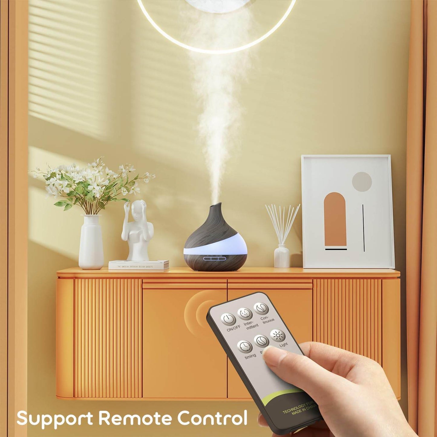 500 ML Essential Oil Diffuser, Upgrade Aroma Diffuser for Large Room, Aromatherapy Diffuser Humidifier with Remote Control 14 Color Lights 4 Timer Setting Auto Shut-Off - zenfulharmony.com