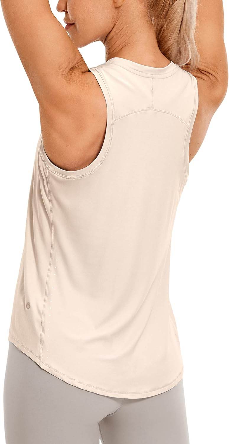 CRZ YOGA Lightweight Racerback Tank Tops for Women High Neck Workout Athletic Running Sleeveless Shirts - zenfulharmony.com