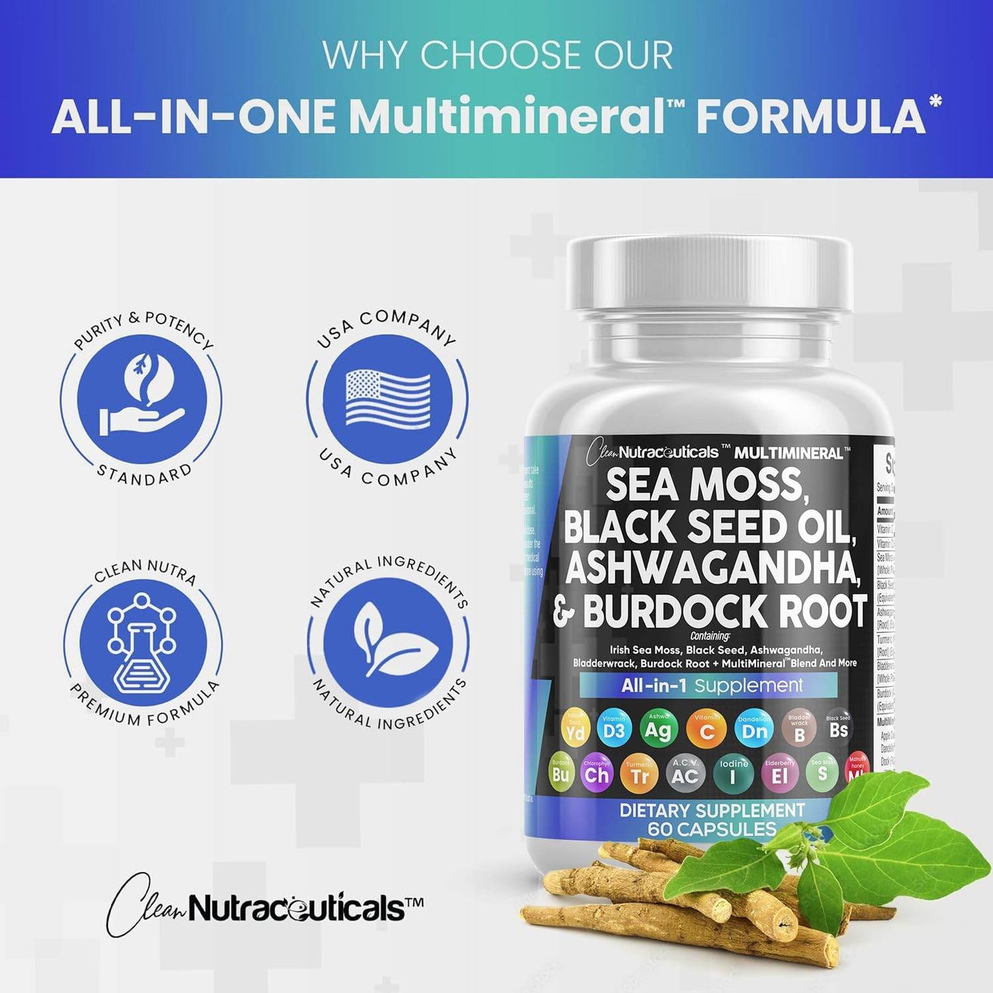 Sea Moss 3000mg Black Seed Oil 2000mg Ashwagandha 1000mg Turmeric 1000mg Bladderwrack 1000mg Burdock 1000mg & Vitamin C & D3 with Elderberry Manuka Dandelion Yellow Dock Iodine Chlorophyll ACV - zenfulharmony.com