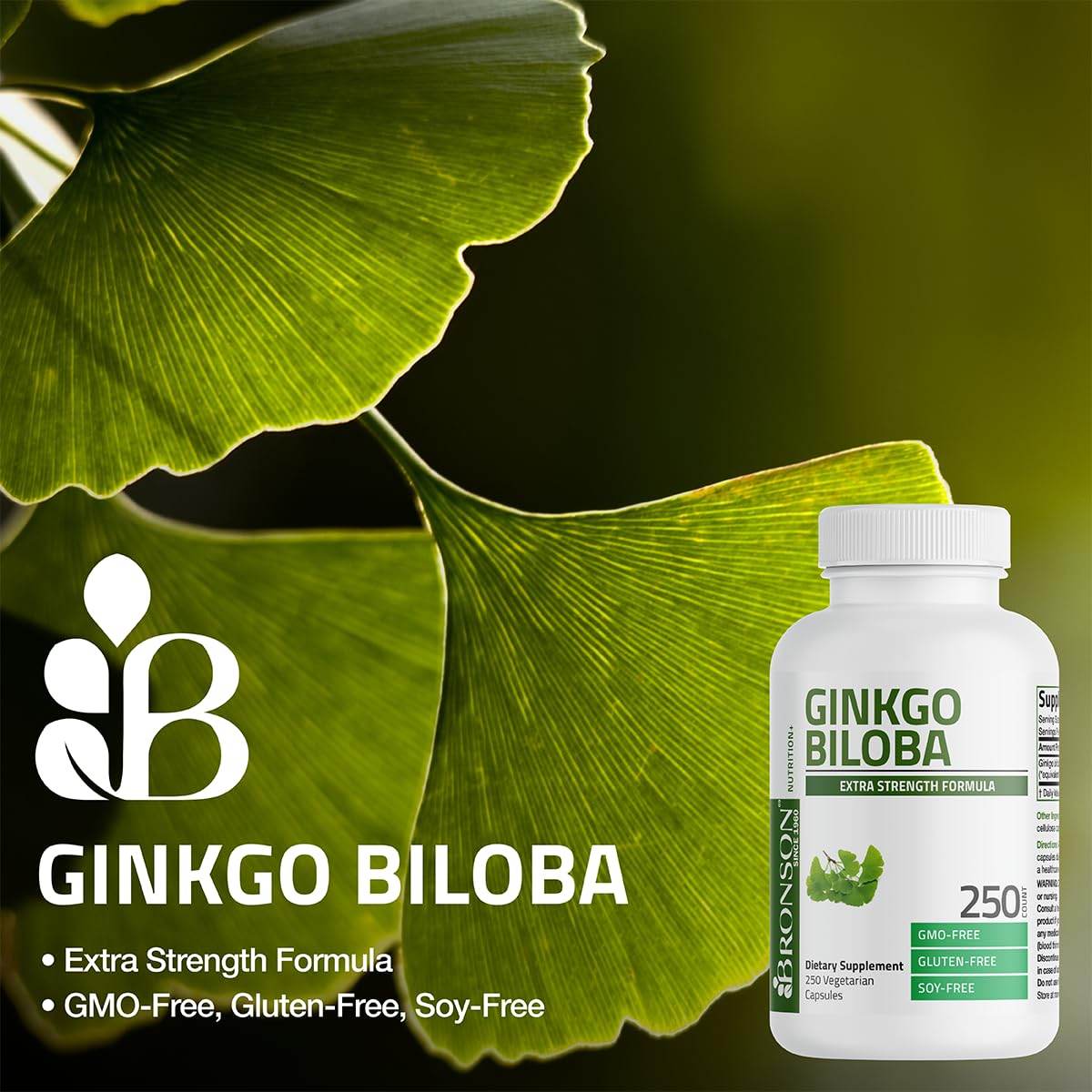 Bronson Ginkgo Biloba Extra Supports Brain Function & Memory Support, 120 Vegetarian Capsules - zenfulharmony.com