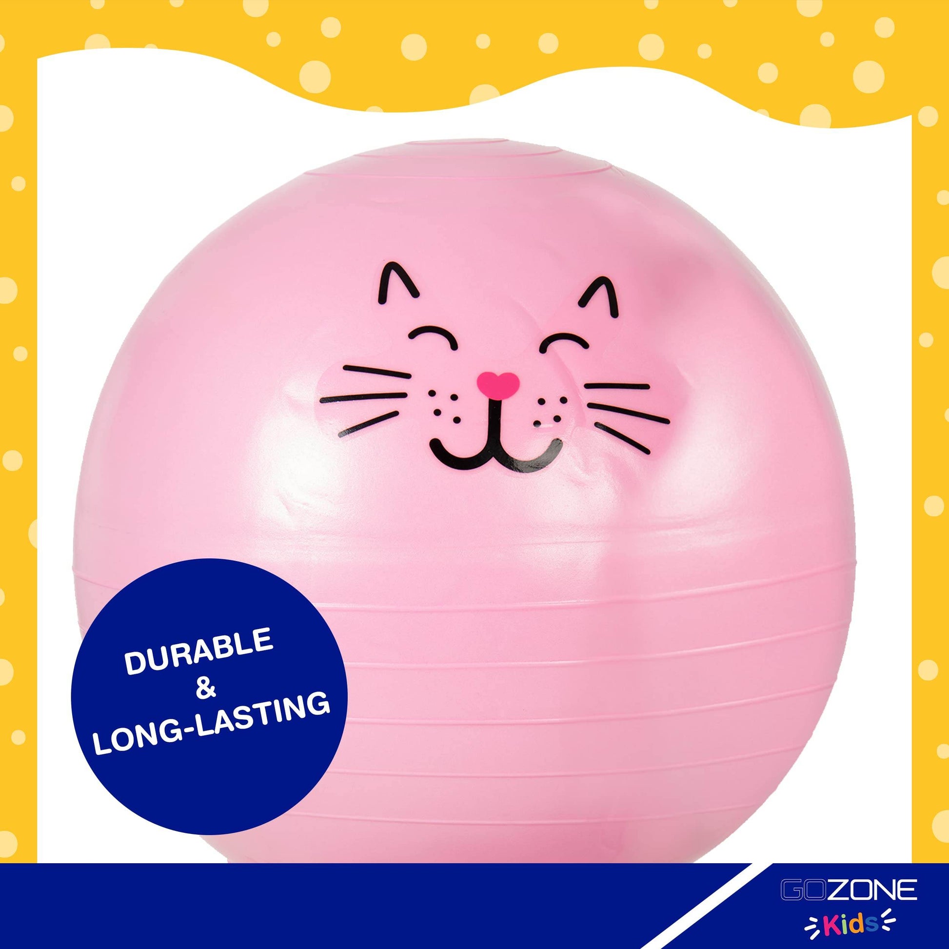 GoZone Kids Balance Ball Chair, Bounce Ball Desk Chair, Classroom Active Seating, 4 Stability Legs, includes Air Pump, Cat Design, Pink - zenfulharmony.com