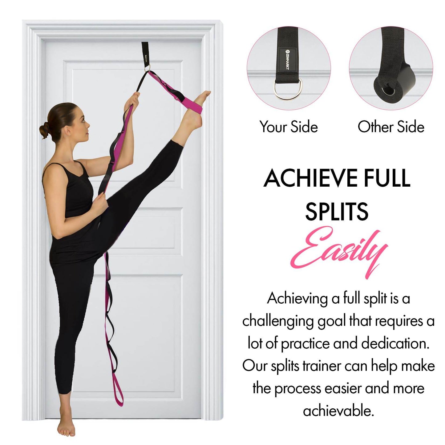 Yoga Stretching Strap with 10 Loops and Door Anchor - Stretch Straps with Loops for Flexibility - Perfect Yoga Strap for Stretching and Balance - Yoga Essentials for Home - zenfulharmony.com