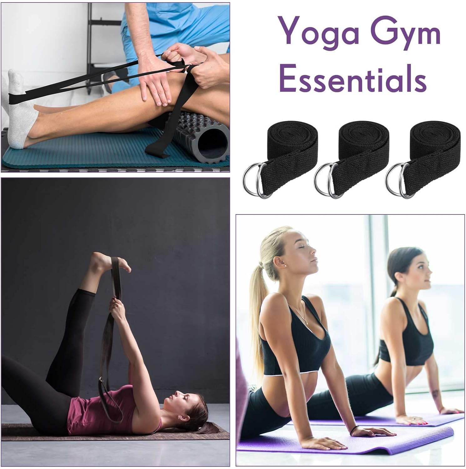 Jerify 10 Pcs Yoga Strap for Stretching Bulk 6ft Exercise Stretch Band with Metal D Ring Adjustable Pilates Non Elastic Yoga Stretch Belt for Women Men Physical Fitness Gym Workout Dance - zenfulharmony.com