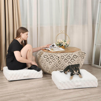 LOVMOC 22 inches Meditation Floor Pillow, 2 Pack Square Large Floor Cushions for Adults, Thick Memory Foam Seat Cushions for Yoga, Living Room, Sofa, Tatami, Cream - zenfulharmony.com