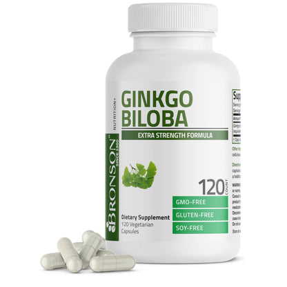 Bronson Ginkgo Biloba Extra Supports Brain Function & Memory Support, 120 Vegetarian Capsules - zenfulharmony.com