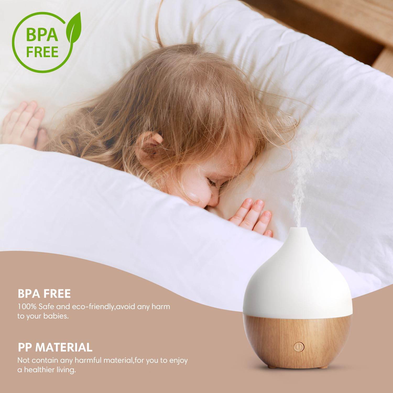 SALKING Essential Oil Diffuser, 100ml Small Aromatherapy Diffuser with Auto Shut-Off Function, Ultrasonic Diffusers for Essential Oils, Cool Mist Humidifier with Warm White Lights, for Office Home - zenfulharmony.com