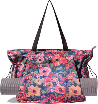 ESVAN Yoga Tote Bag for Women Shoulder Bags Drawstring for Office Workout Travel Carryall Pilates Gym and Beach - zenfulharmony.com