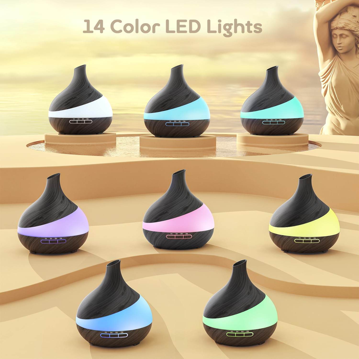 500 ML Essential Oil Diffuser, Upgrade Aroma Diffuser for Large Room, Aromatherapy Diffuser Humidifier with Remote Control 14 Color Lights 4 Timer Setting Auto Shut-Off - zenfulharmony.com