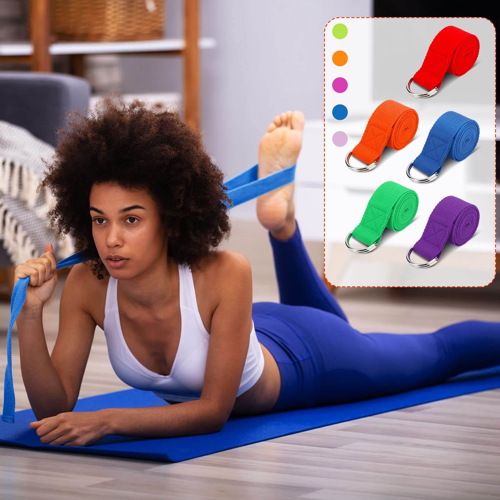 10 Pcs Yoga Strap 6Ft Exercise Stretch Bands for Flexibility with Adjustable Metal D Ring Buckle Loop Stretch Strap Non Elastic Yoga Belt Yoga Exercise Adjustable Straps for Pilates(Vivid Colors) - zenfulharmony.com