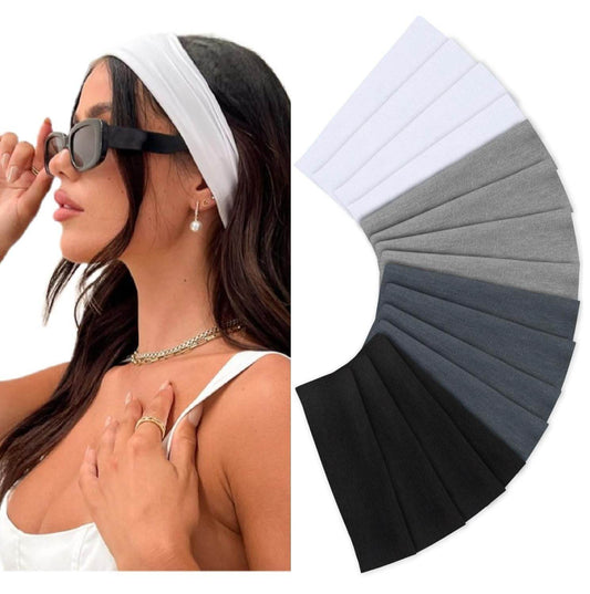 Headbands for Women 16 Pack Elastic Hair Bands for Women' Hair Non Slip Soft Cloth Fabric Headbands Women Hair Accessories, Black White Gray Women‘s Headband - zenfulharmony.com
