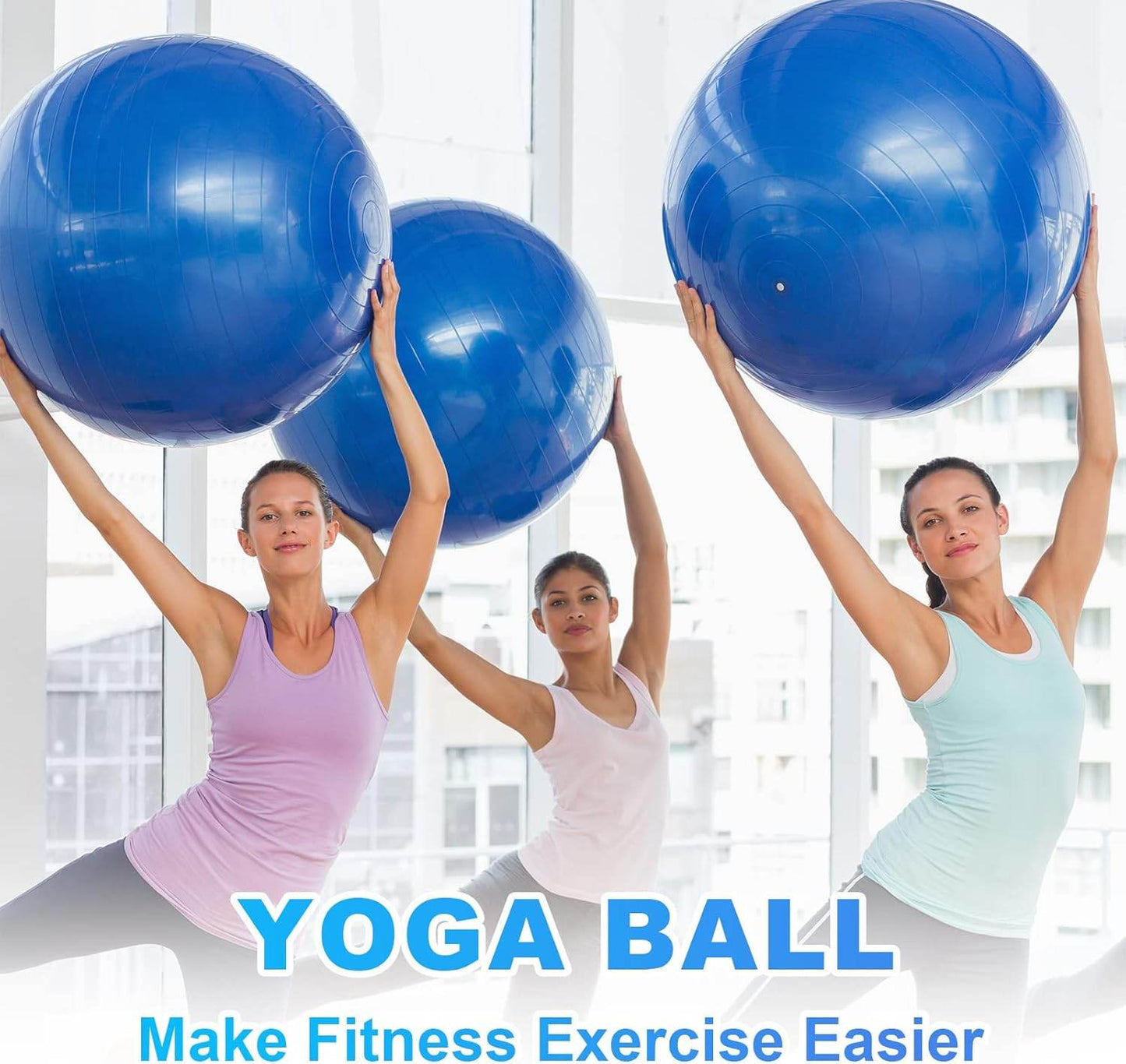 Jexine 6 Pcs Yoga Ball Exercise Ball PVC Stability Balance Yoga Ball Chair Quick Pump for Physical Workout Pregnancy Home Office Gym Equipment - zenfulharmony.com